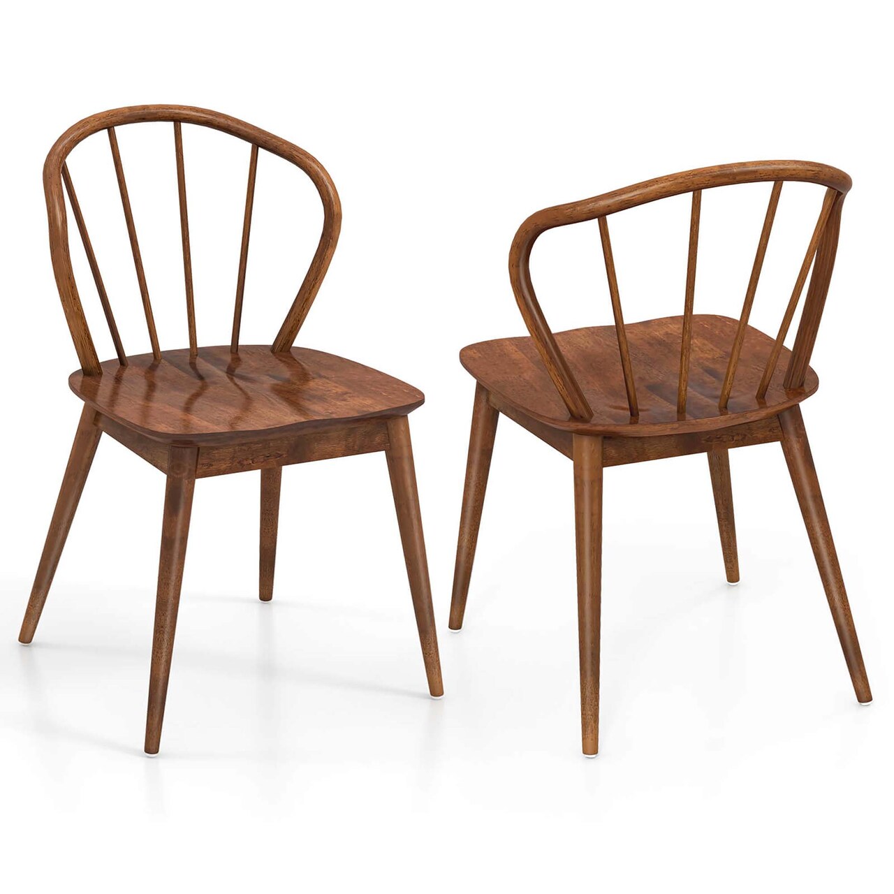 Costway Wooden Dining Chair Set of 2/4 with High Spindle Back Rubber Wood Legs Wide Seat